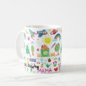パーソナライズされたプリントお子様のスケッチマグカップ コーヒーマグカップ (正面左)