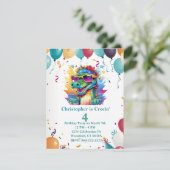 パーソナライズされたプリント&ダウンロードCrocodile誕生日 招待状 (スタンド正面)