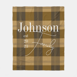 パーソナライズされたプレイドファミリ名 フリースブランケット