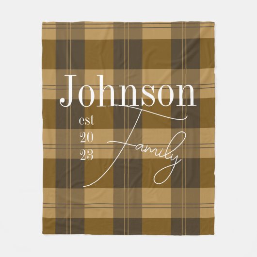 パーソナライズされたプレイドファミリ名 フリースブランケット (正面)