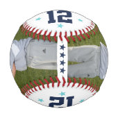 パーソナライズされたプレイヤーの写真と番号 野球ボール (正面)