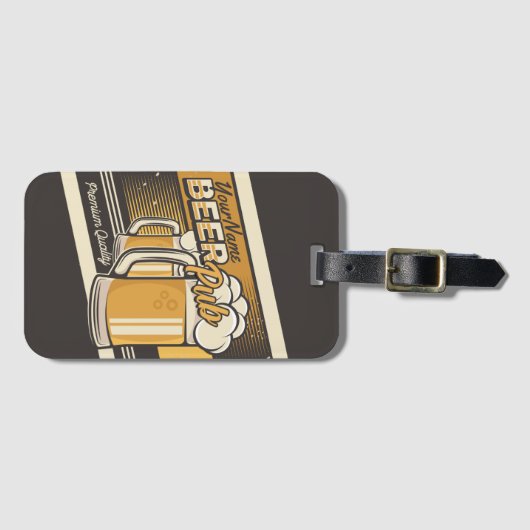 パーソナライズされたプレミアムコールドビールマグパブバー ラゲッジタグ (正面横)