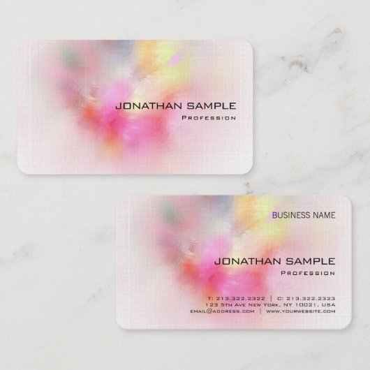 パーソナライズされたプレミアムリネンカラフル抽象芸術 名刺 (正面/裏面)