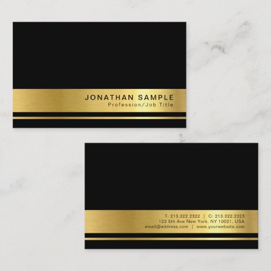 パーソナライズされたプロフェッショナルブエレガントラック金ゴールド 名刺 (正面/裏面)