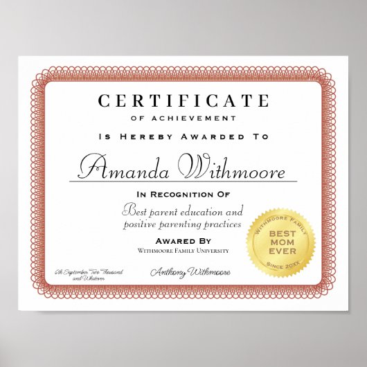 パーソナライズされたプロフェッショナル証書 ポスター (正面)