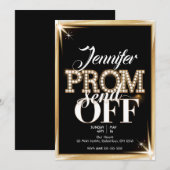 パーソナライズされたプロム 送別会 エレガント ブラック＆ゴールド 招待状 (正面/裏面)
