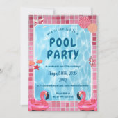 パーソナライズされたプールパーティーの誕生日招待状 招待状 (正面)