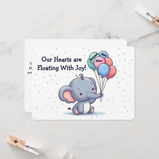 パーソナライズされたベビーおめでとう 招待状 (正面/裏面インサイチュ)