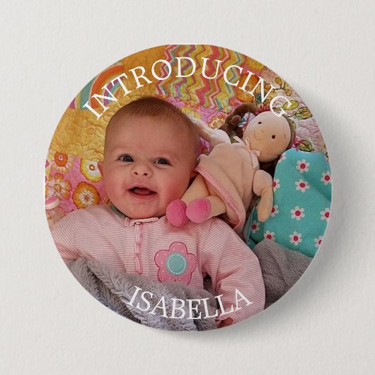 パーソナライズされたベビーの写真ボタン 缶バッジ (正面)