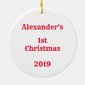 パーソナライズされたベビーの初めてのクリスマス装飾 セラミックオーナメント (裏面)