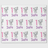 パーソナライズされたベビーキャットプレイドファースト誕生日 ラッピングペーパー (フラット)