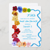 パーソナライズされたベビーギフト新生まれ規全の花手 招待状 (正面/裏面)