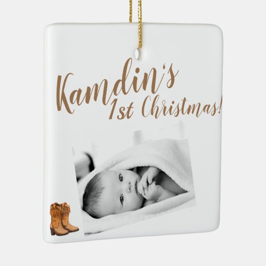 パーソナライズされたベビークリスマスオーナメントサマーカントリー結婚 セラミックオーナメント (右)