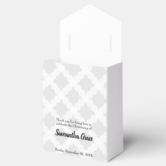 パーソナライズされたベビーグレーピンク金ゴールドクロス《キリスト教》洗礼式や命名式 フェイバーボックス (オープン)