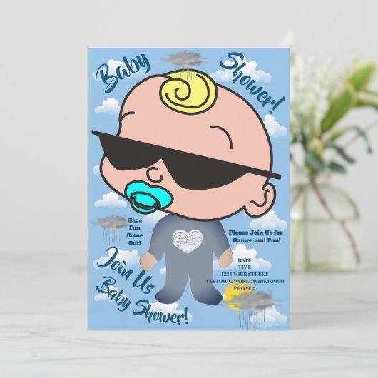 パーソナライズされたベビーシャワーパーティー招待状 招待状 (スタンド正面)