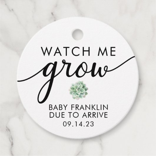 パーソナライズされたベビーシャワー サボテン ギフト タグ (正面)