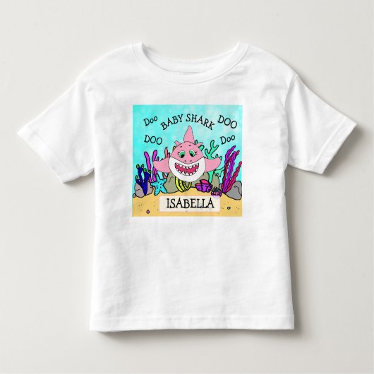 パーソナライズされたベビーシャークベビー トドラーTシャツ (正面)