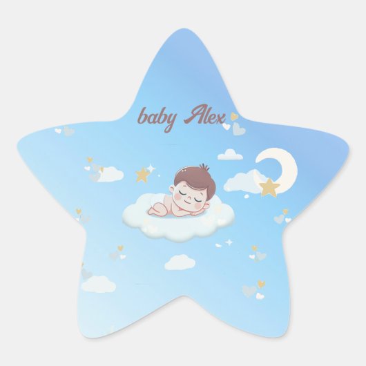 パーソナライズされたベビーステッカー – Dreamy & Customizabl 星シール (正面)