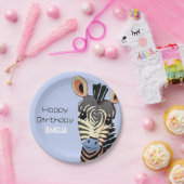 パーソナライズされたベビーゼブラ誕生日 ペーパープレート (パーティー)