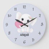 パーソナライズされたベビーゾウの保育園壁掛け時計 ラージ壁時計 (正面)
