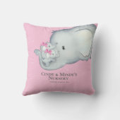 パーソナライズされたベビーゾウ双生児ママ クッション (裏面)