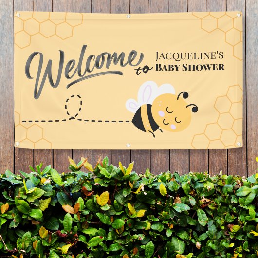 パーソナライズされたベビービーへようこそ：赤ちゃんシャワーのバナー 横断幕