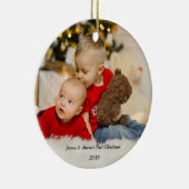 |パーソナライズされたベビーフォトツイン初めてのクリスマス セラミックオーナメント (右)