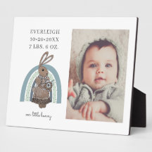 パーソナライズされたベビーフォトバニーレインボー誕生統計