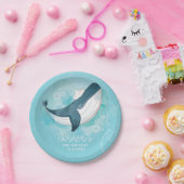 パーソナライズされたベビーホエールブルー誕生日 ペーパープレート (パーティー)