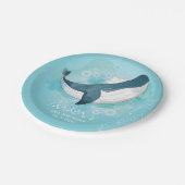 パーソナライズされたベビーホエールブルー誕生日 ペーパープレート (アングル)