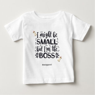 パーソナライズされたベビーボトル私は小さいかもしれない ベビーTシャツ