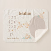 パーソナライズされたベビーマイルストーンラバ男女兼用ス シェルパブランケット (正面(横))