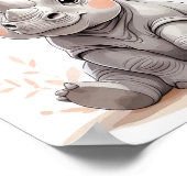 パーソナライズされたベビーリノサファリエレガントー子供部屋 ポスター (角)