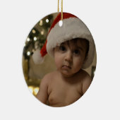 パーソナライズされたベビー写真の初めてのクリスマス セラミックオーナメント (右)