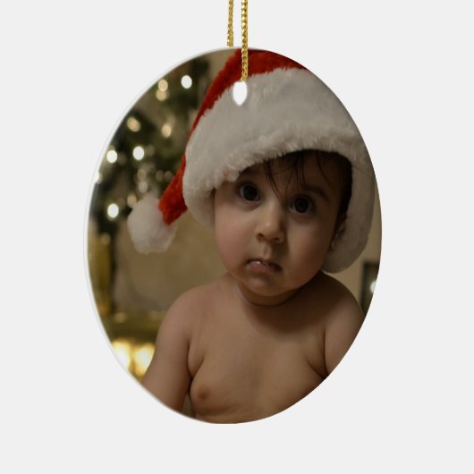 パーソナライズされたベビー写真の初めてのクリスマス セラミックオーナメント (右)