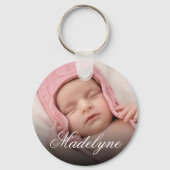 パーソナライズされたベビー写真の名前エレガントKeepsake キーホルダー (裏面)