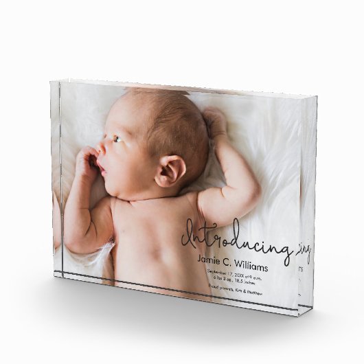 パーソナライズされたベビー写真の誕生発表 フォトブロック (右)