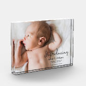 パーソナライズされたベビー写真の誕生発表 フォトブロック (左)