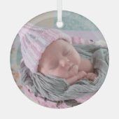 パーソナライズされたベビー写真 ガラスオーナメント (正面)