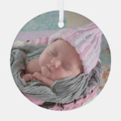 パーソナライズされたベビー写真 ガラスオーナメント (裏面)