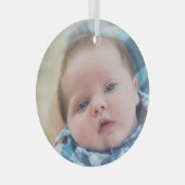 パーソナライズされたベビー写真 ガラスオーナメント (正面右)