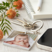 パーソナライズされたベビー写真 キーホルダー (正面右)