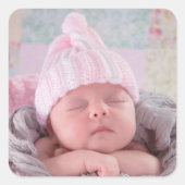 パーソナライズされたベビー写真 スクエアシール (正面)