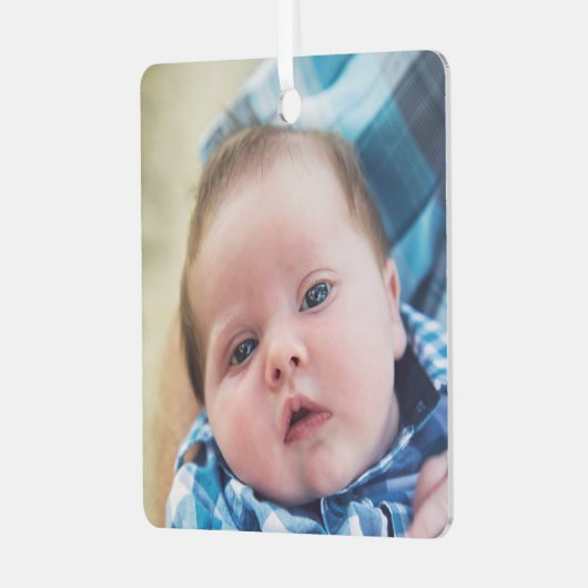 パーソナライズされたベビー写真 メタルオーナメント (正面左)