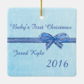 パーソナライズされたベビー写真&年クリスマス装飾品 セラミックオーナメント (裏面)