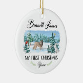パーソナライズされたベビー初めてのクリスマスオーナメント セラミックオーナメント (右)