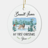 パーソナライズされたベビー初めてのクリスマスオーナメント セラミックオーナメント (左)