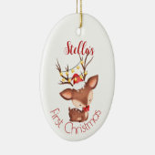 パーソナライズされたベビー初めてのクリスマスオーナメント セラミックオーナメント (右)