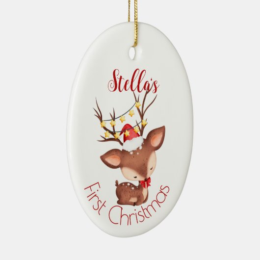 パーソナライズされたベビー初めてのクリスマスオーナメント セラミックオーナメント (右)