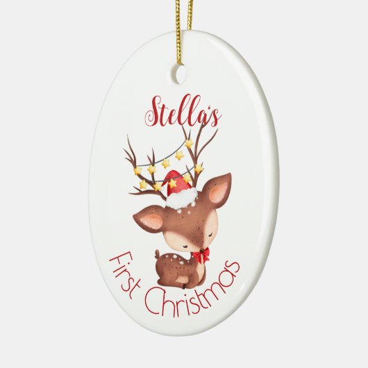 パーソナライズされたベビー初めてのクリスマスオーナメント セラミックオーナメント (左)